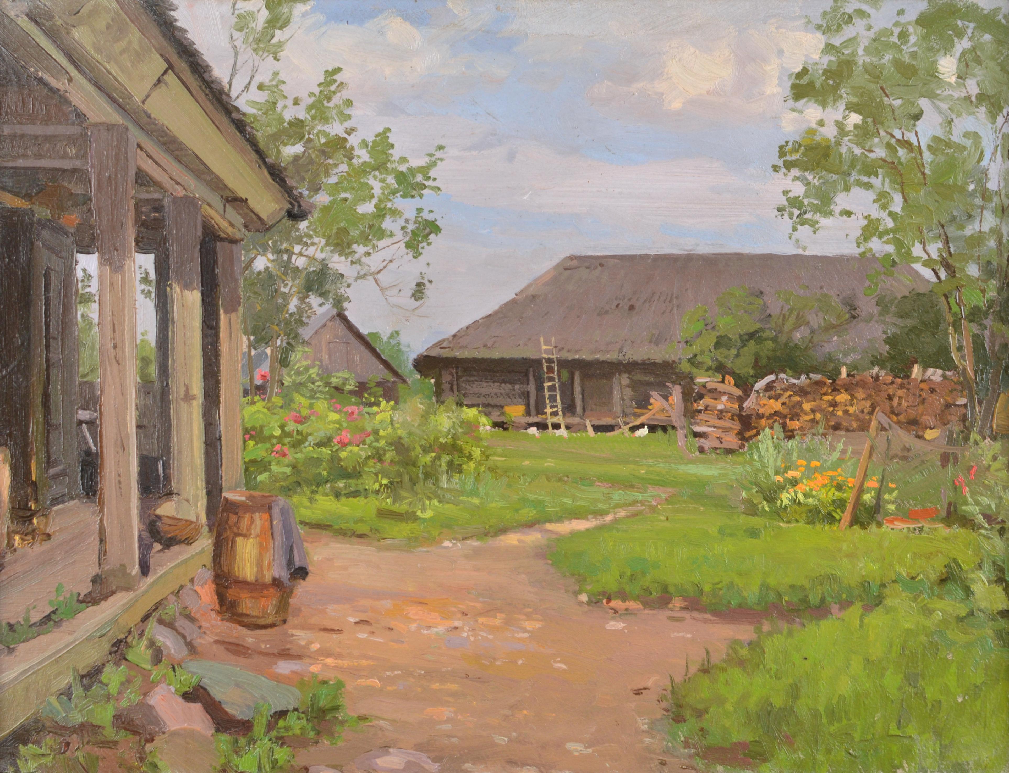 Innenhof, Karton/Öl, 43x55 cm, 1954