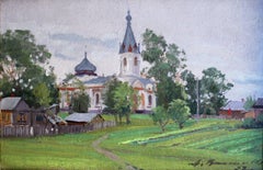 Landscape with church  24x36, oil/cardboard, 1952