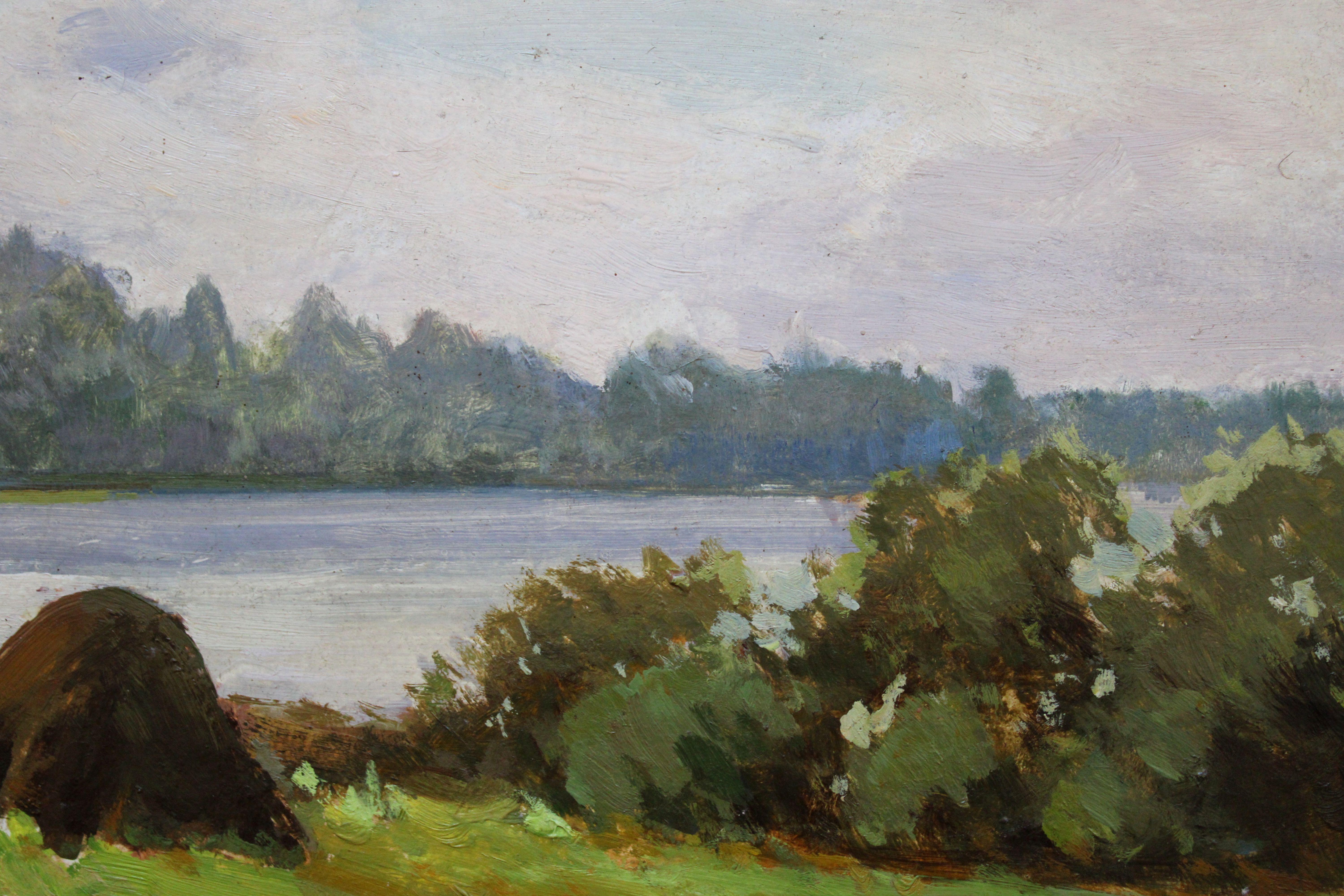 El lago Anna, 1990. Óleo sobre cartón, 40 x 50 cm en venta 1
