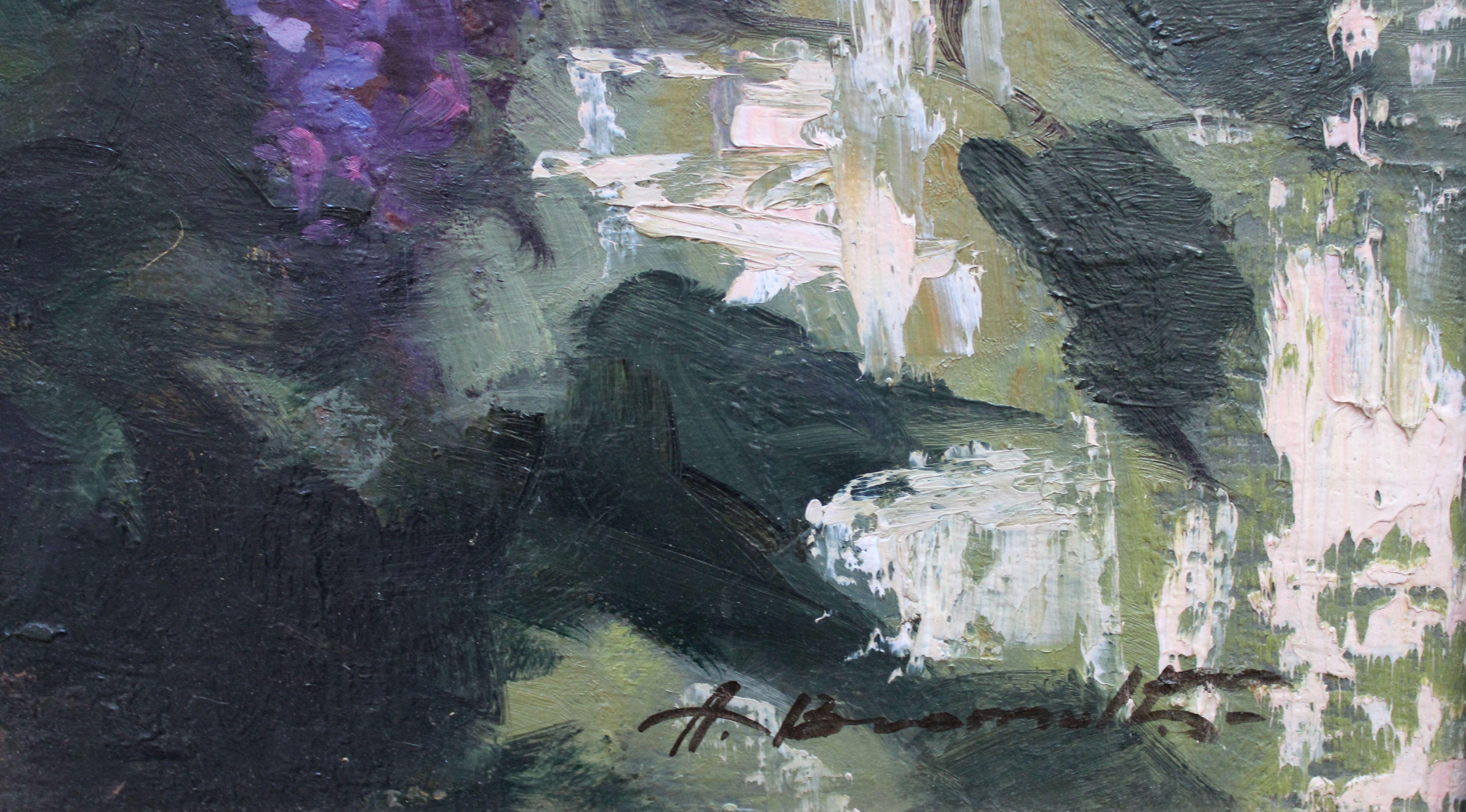 The Purple Song, 1960. Öl auf Karton, 68 x 80 cm, Öl (Grau), Still-Life Painting, von Alfejs Bromults 