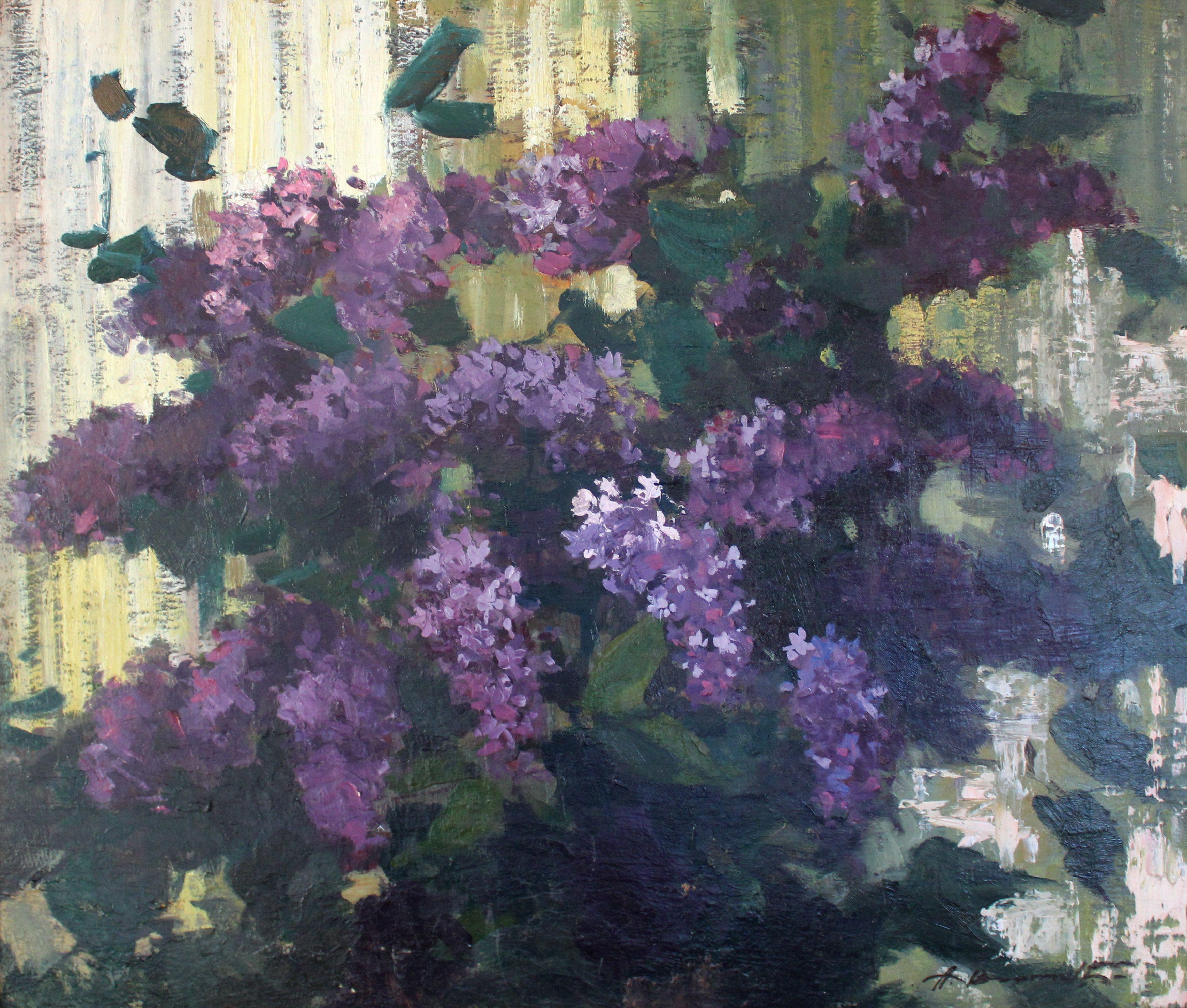 Alfejs Bromults  Still-Life Painting – The Purple Song, 1960. Öl auf Karton, 68 x 80 cm, Öl