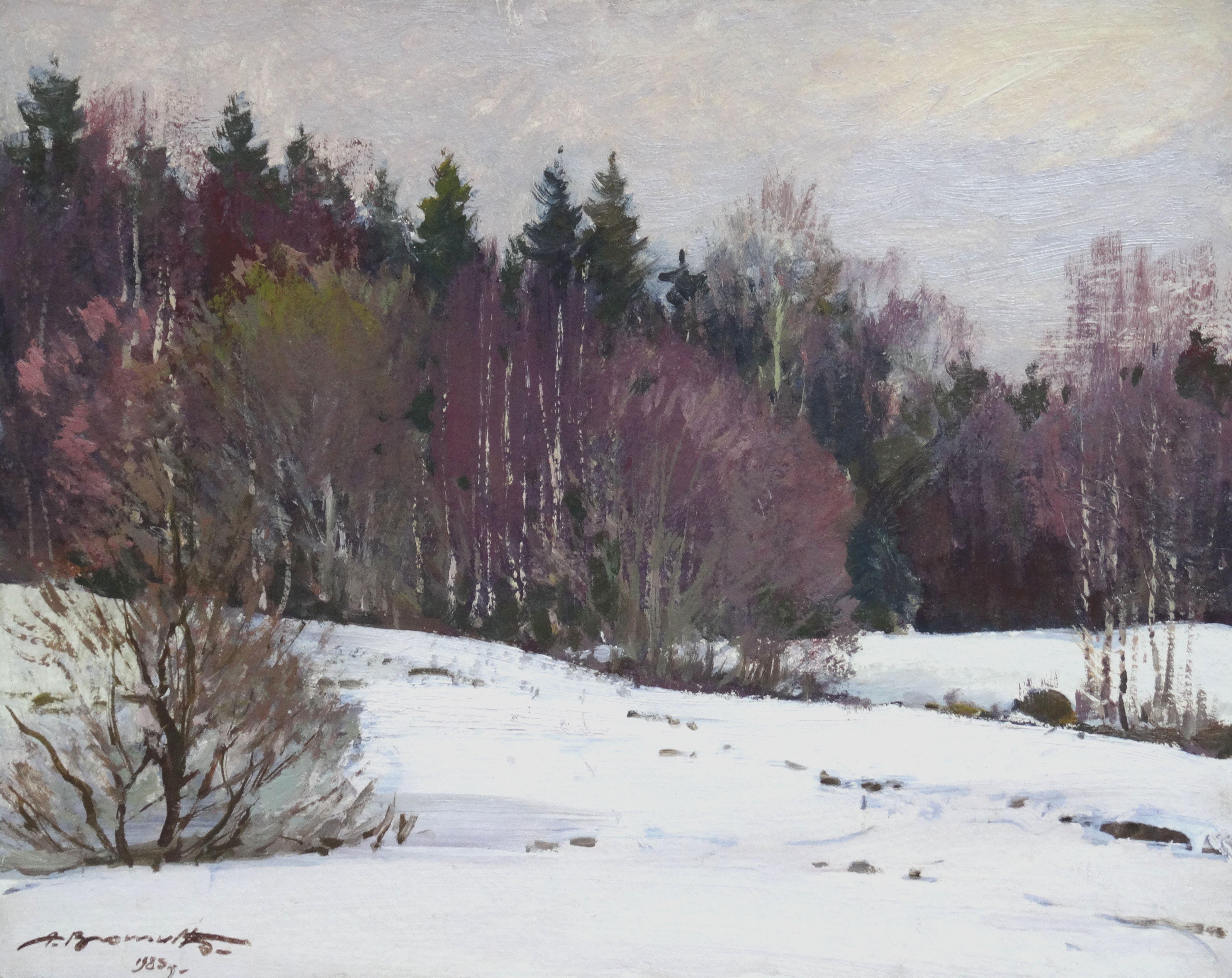 Forest edge at winter. 1983. Oil on cardboard, 40x50 cm