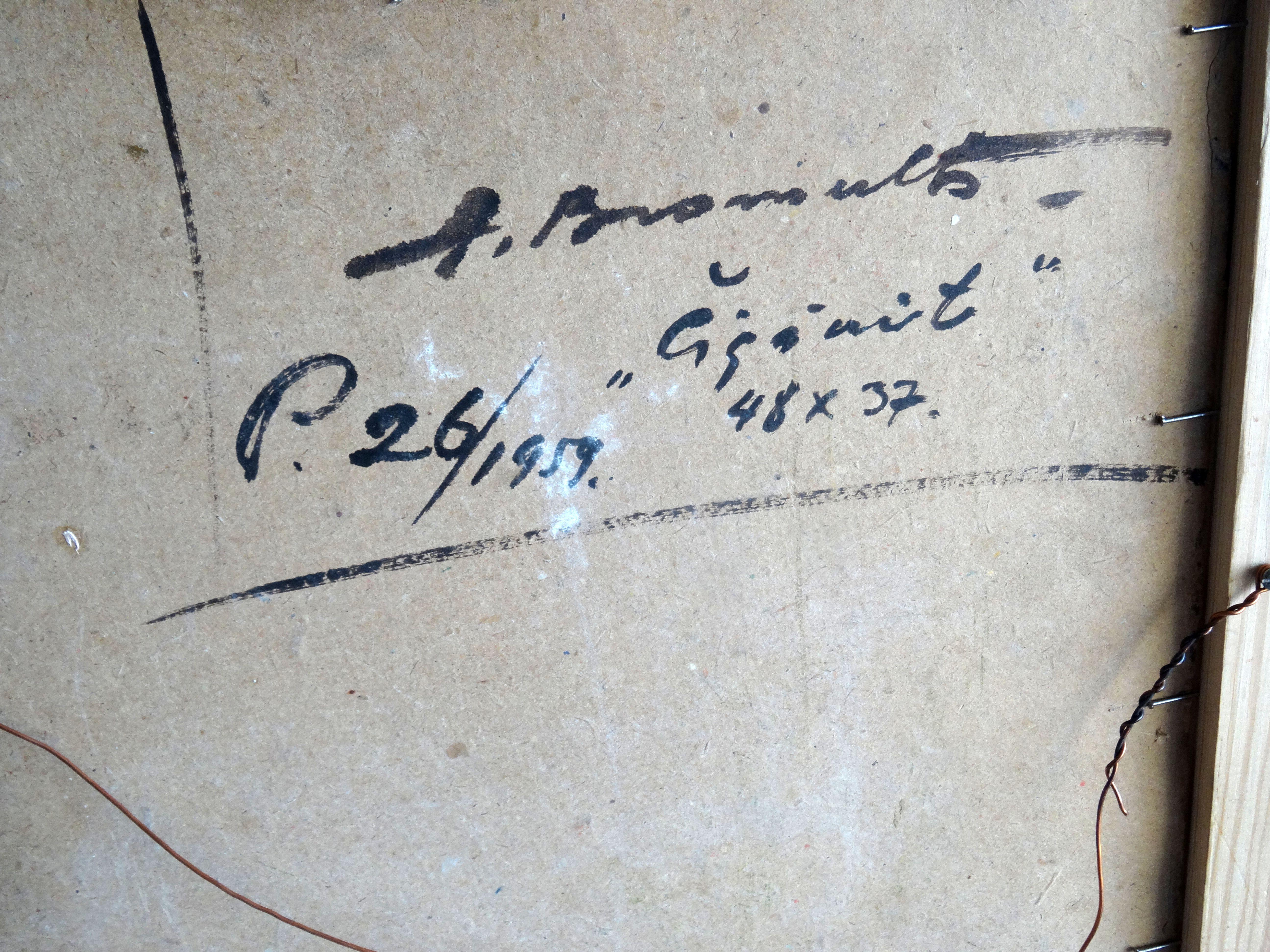 Zigeunerin. 1959, Öl auf Karton, 48x37 cm (Realismus), Painting, von Alfejs Bromults