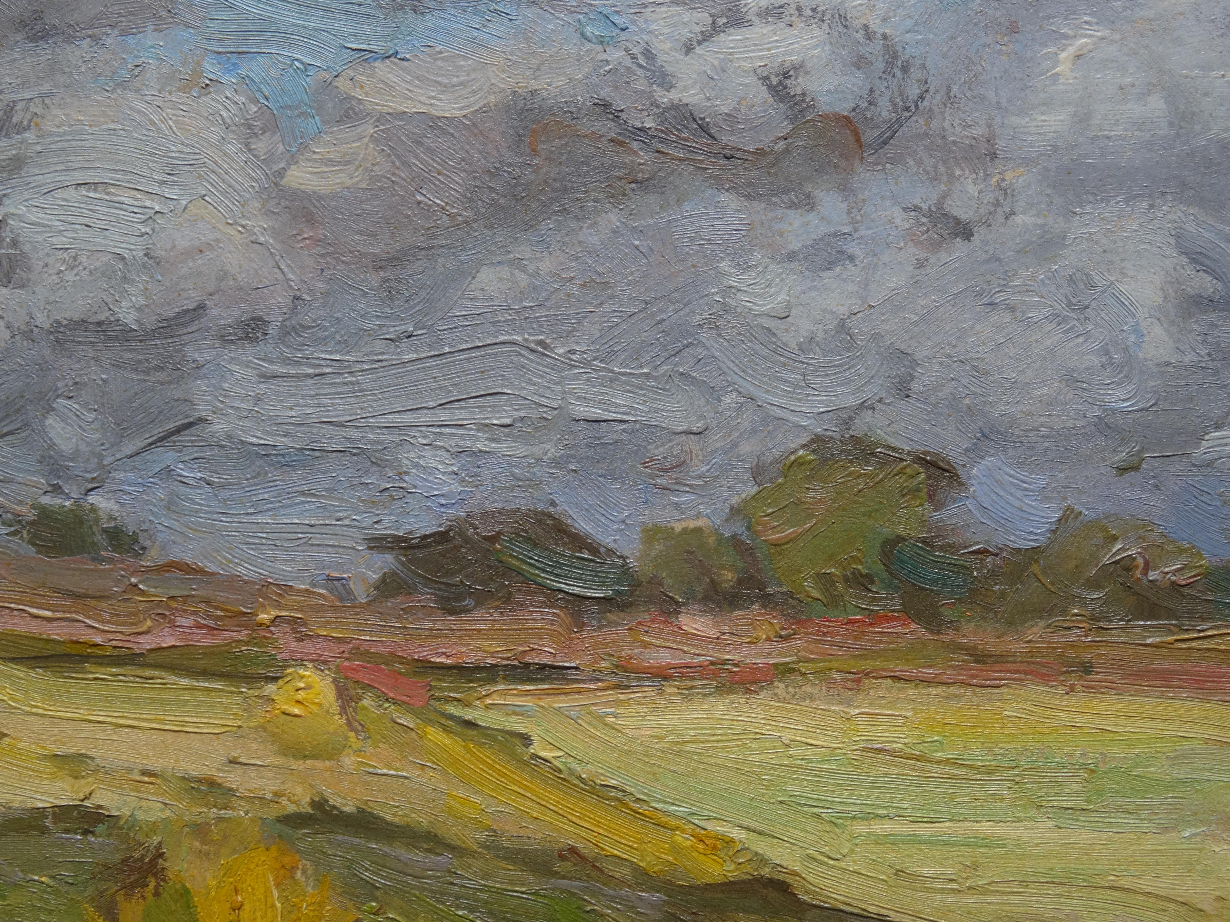 Landscape. 1942. Oil on cardboard, 36.5x47.5 cm For Sale 1
