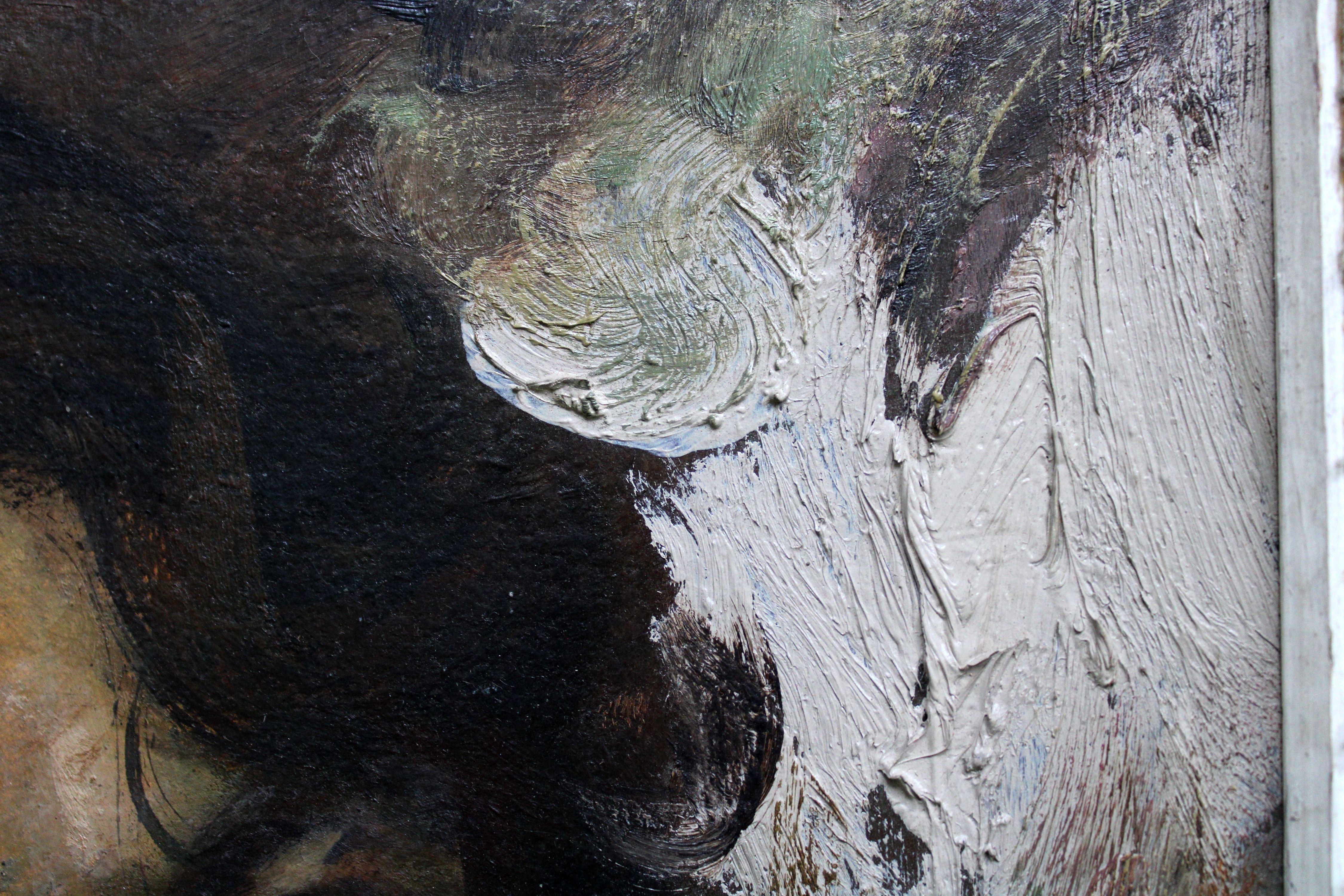 Ritratto di Mara. 1986, olio su cartone, 35x30 cm in vendita 2