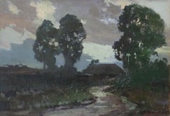 Road to the home at summer evening. 1973, Öl auf Karton, 49x69 cm