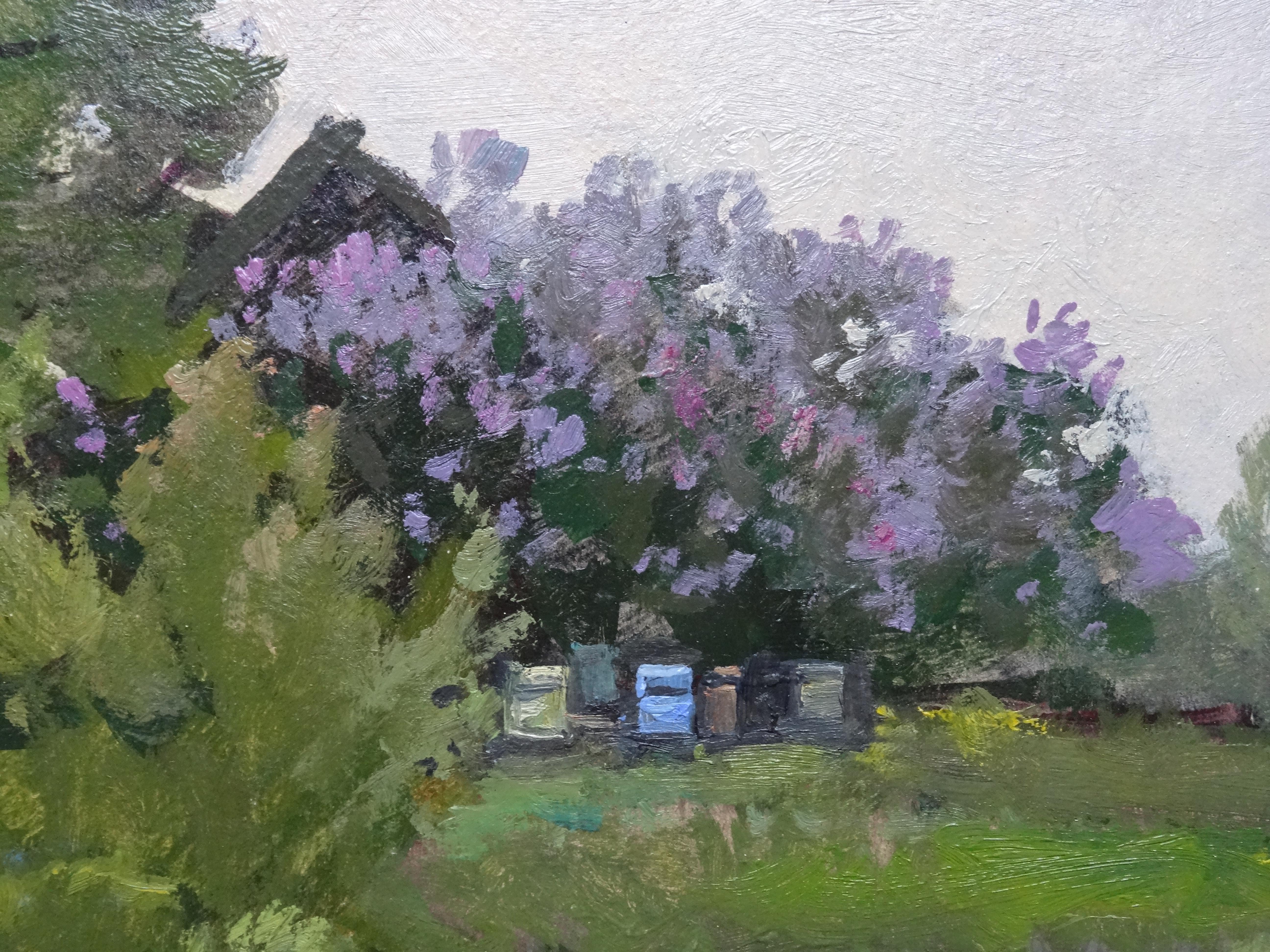 Spring. Oil on cardboard, 40x50 cm - Realist Painting by Alfejs Bromults