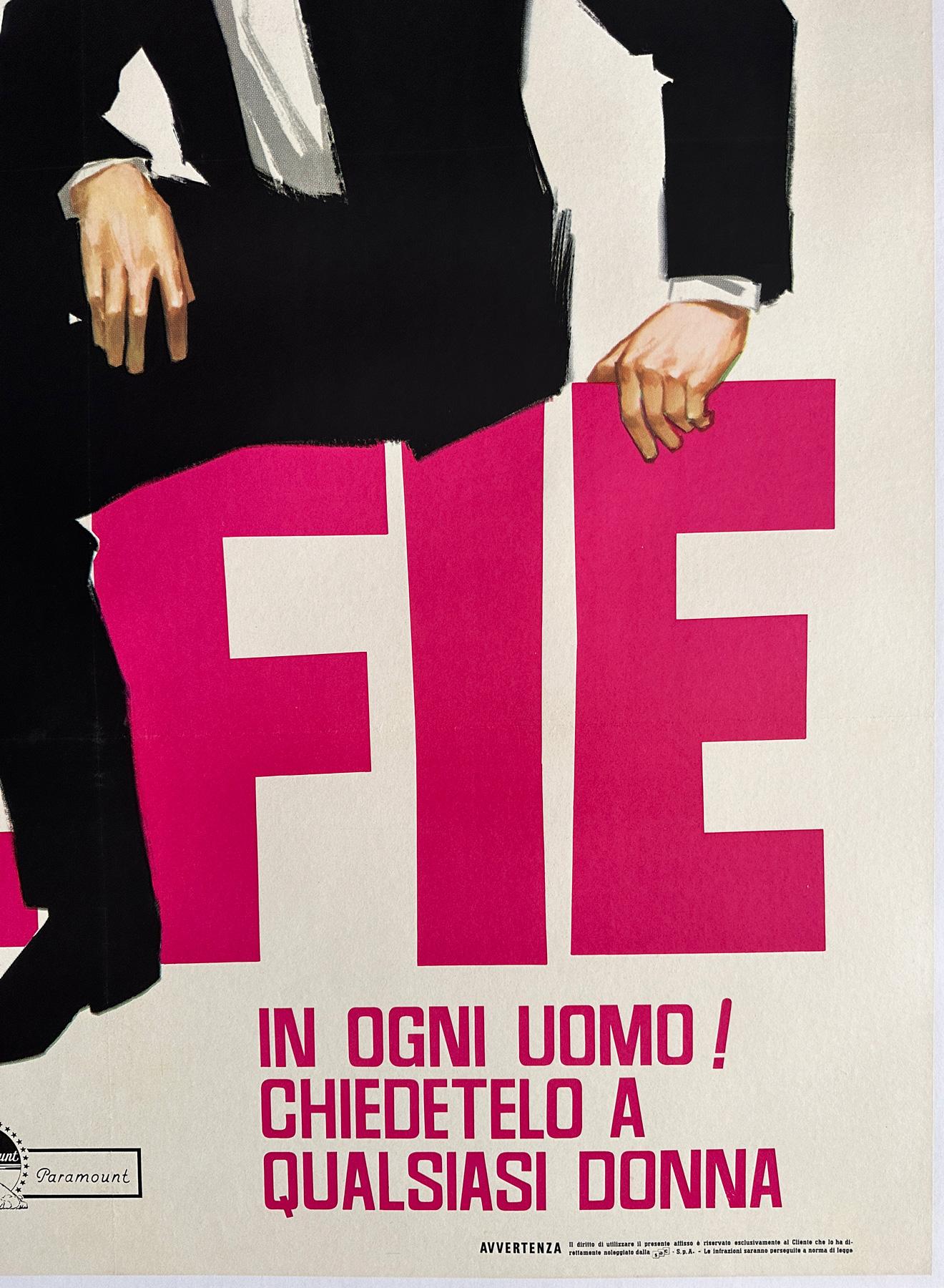 Alfie 1966 Italian 2 Foglio Film Poster, Sandro Symeoni For Sale 1