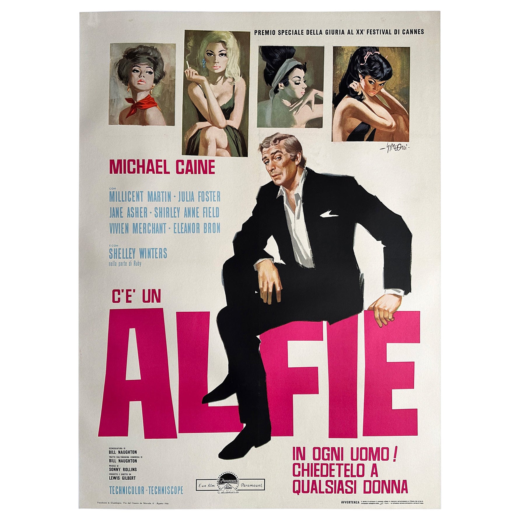 Alfie 1966 Italienisch 2 Foglio Film Poster, Sandro Symeoni