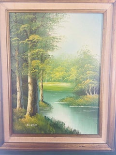 Paysage Huile sur Toile Peinture Encadrée Signée Artiste Bowen