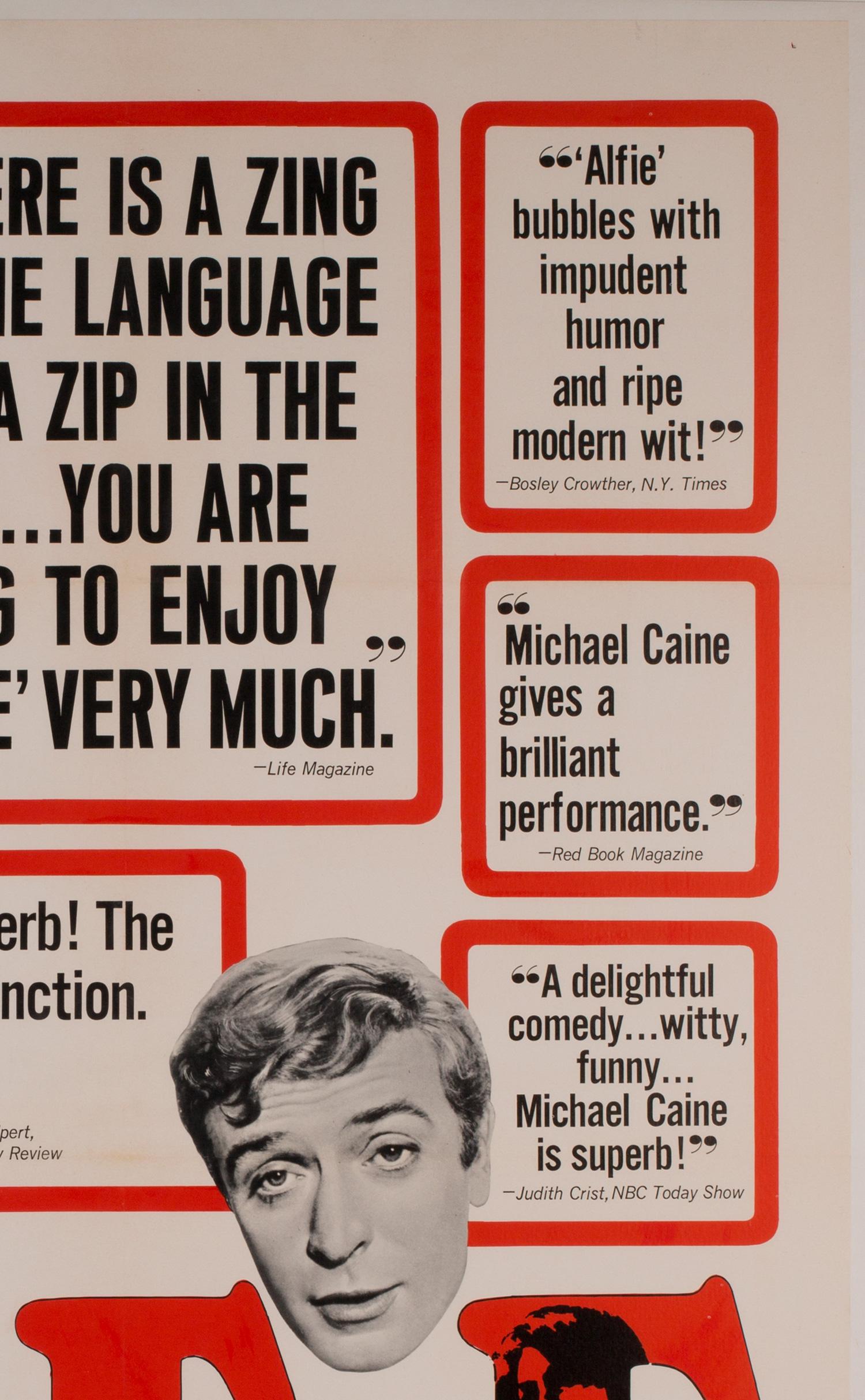 Américain Alfie US 1 feuille, affiche de film de 1966, dos en lin en vente