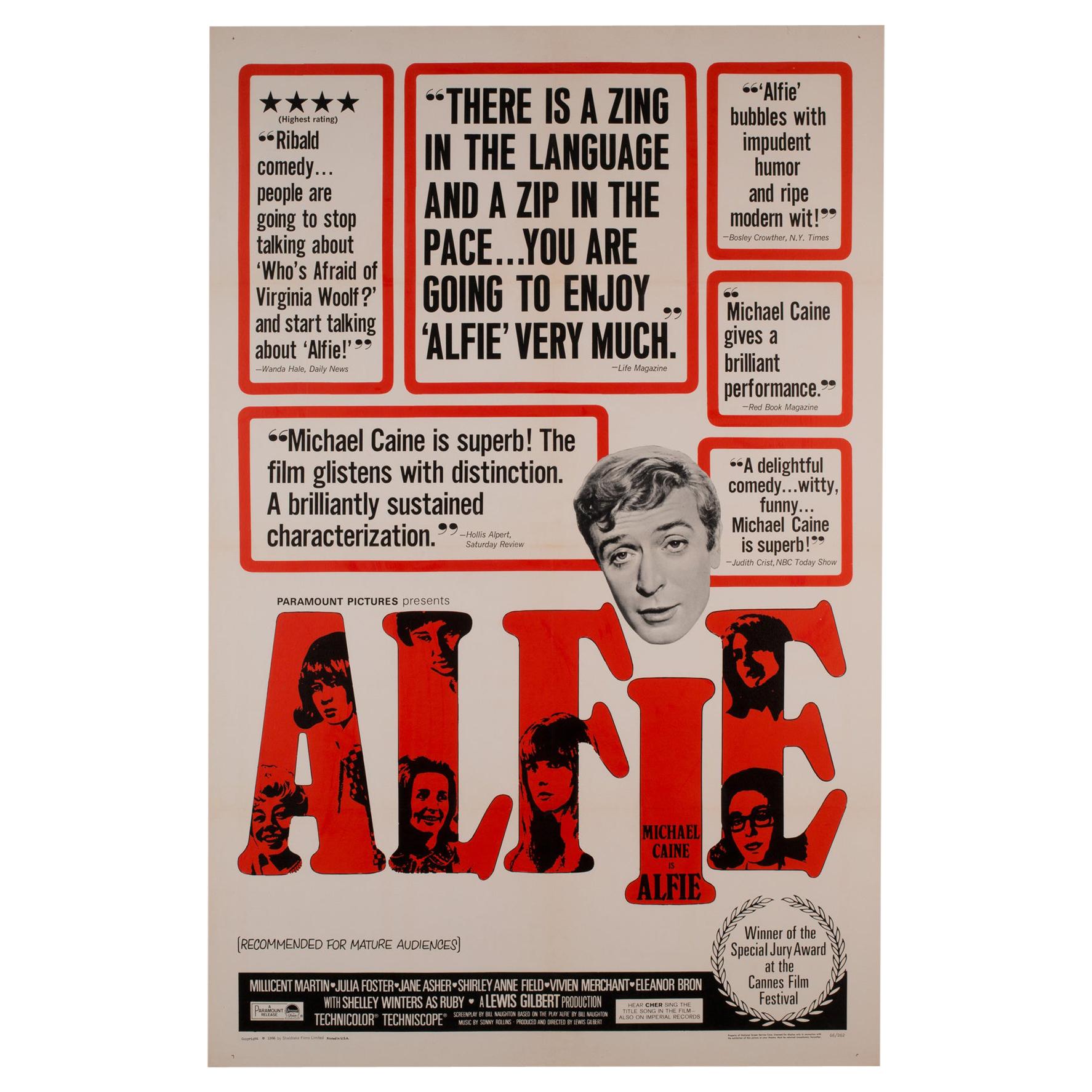Alfie US 1 Sheet, Film Movie Poster 1966 Linen Backed