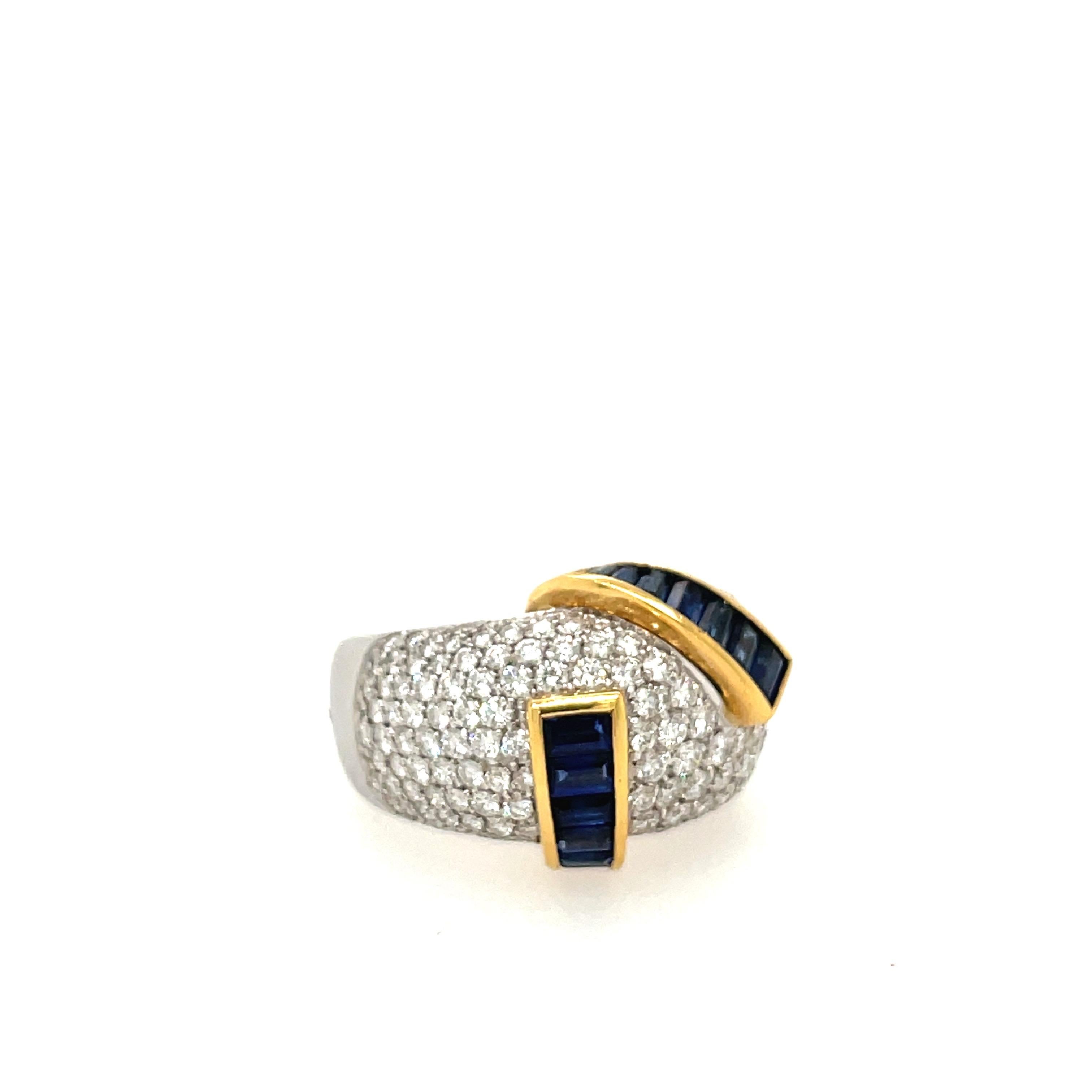 Alfiere & St. John 18KT Gold, Diamond 1.99 Carat and Blue Sapphire 2.15Ct. Ring For Sale 4