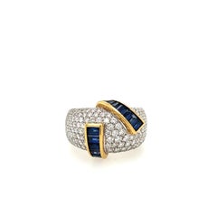 Alfiere & St. John 18KT Gold, Diamond 1.99 Carat and Blue Sapphire 2.15Ct. Ring