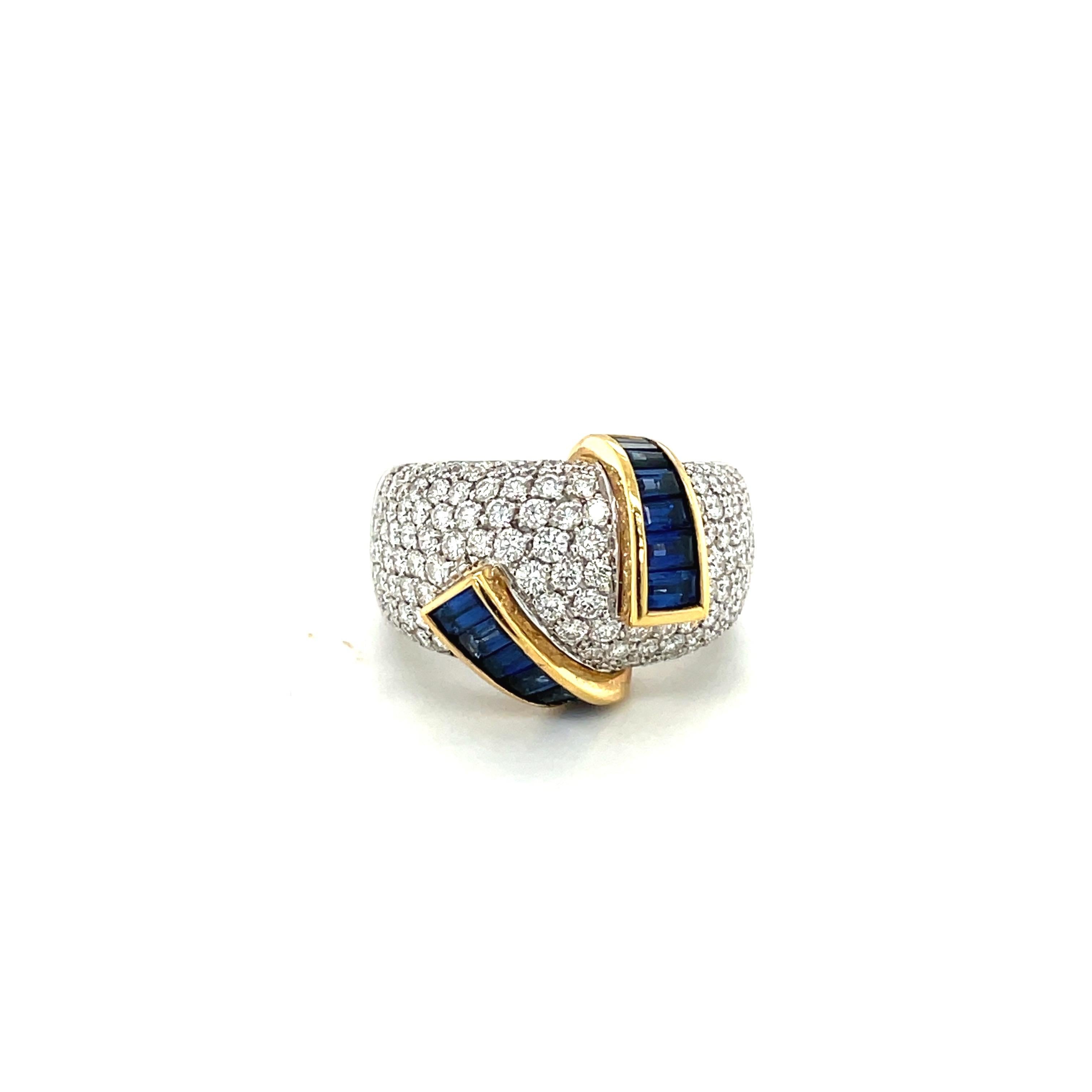 Alfiere & St. John 18KT Gold, Diamond 1.99 Carat and Blue Sapphire 2.15Ct. Ring In New Condition For Sale In New York, NY