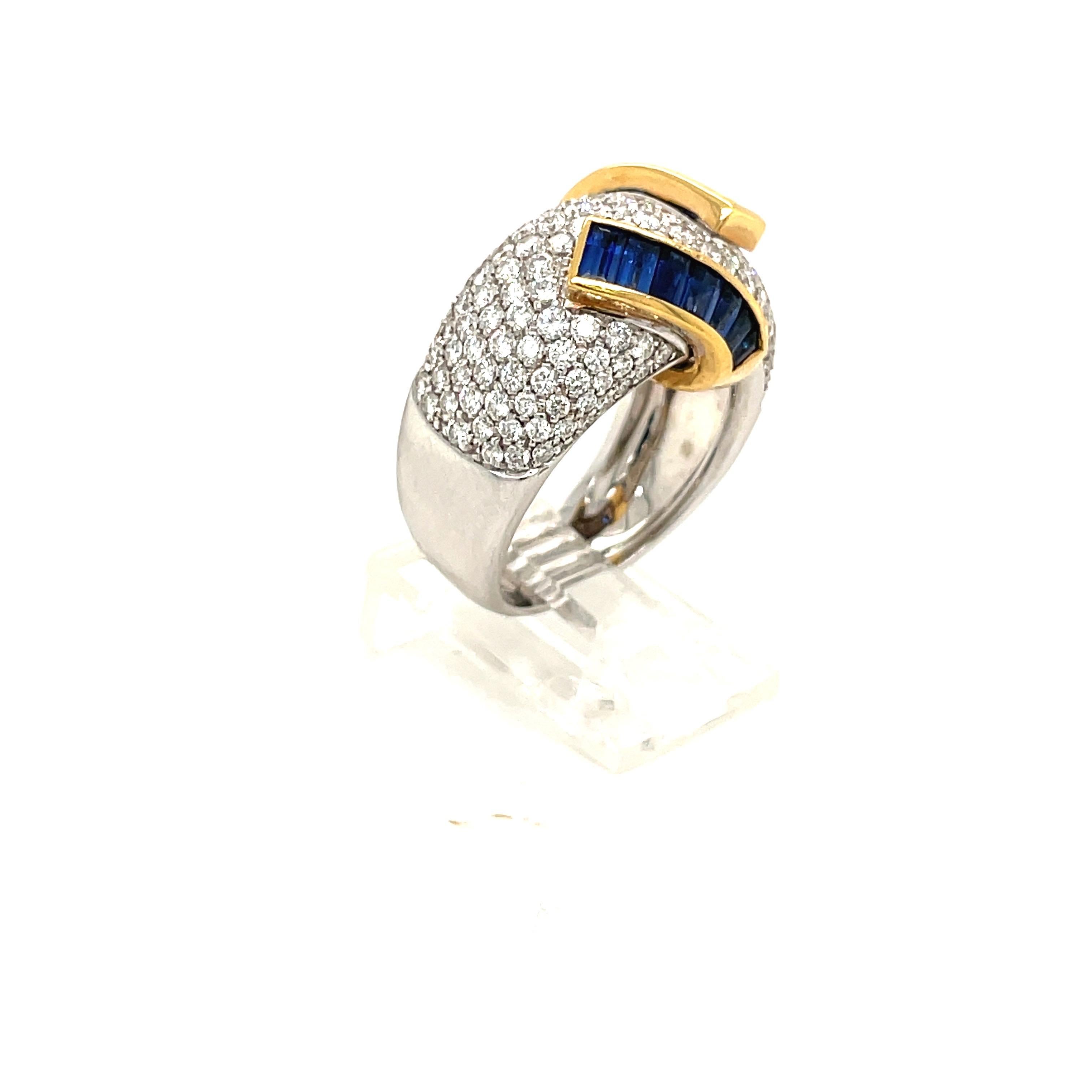 Alfiere & St. John 18KT Gold, Diamond 1.99 Carat and Blue Sapphire 2.15Ct. Ring For Sale 1