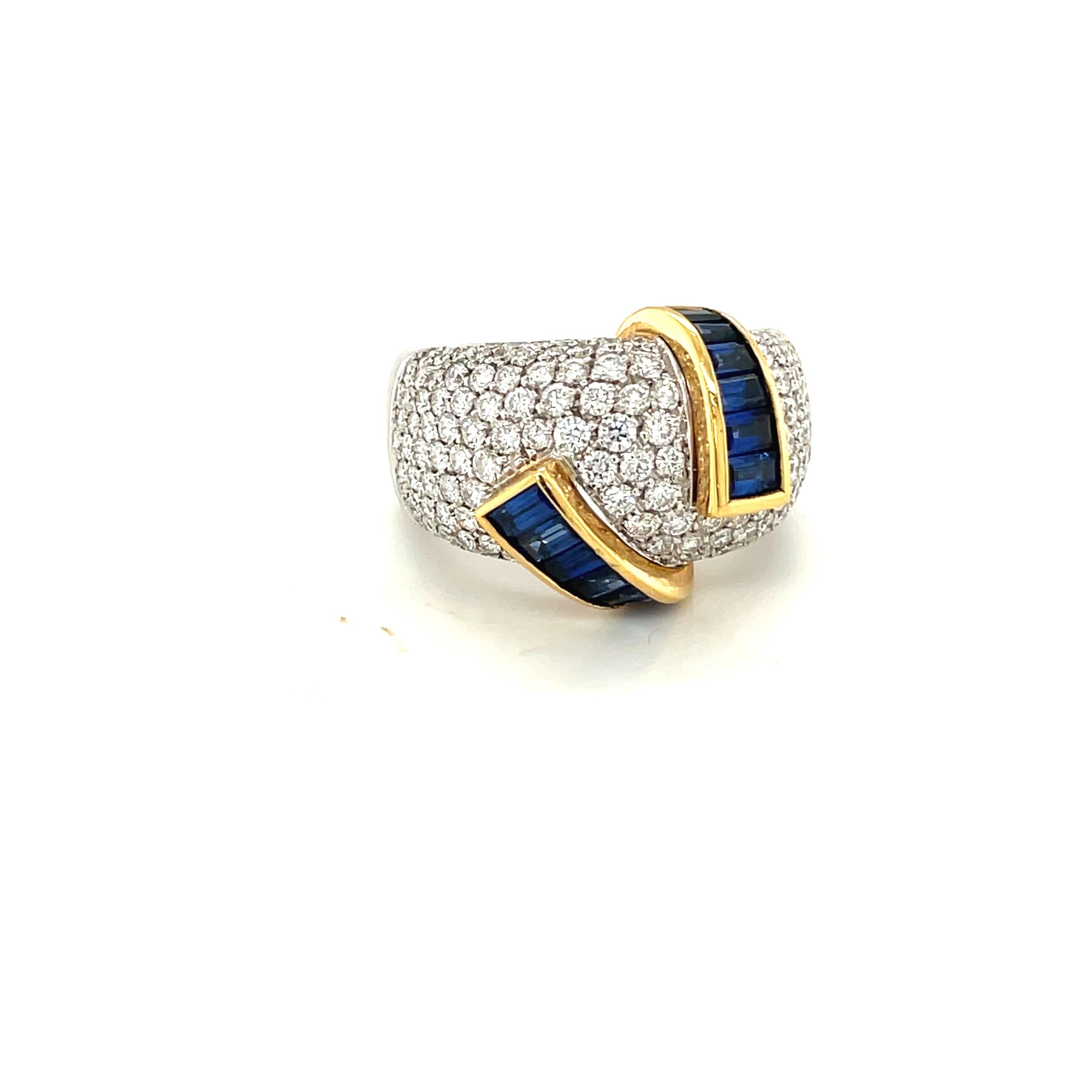 Alfiere & St. John 18KT Gold, Diamond 1.99 Carat and Blue Sapphire 2.15Ct. Ring For Sale 3
