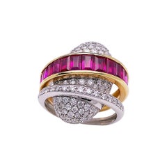 Alfieri & St. John 18KT. Yellow & White Gold Ring with 3.95Ct. Rubies & Diamonds