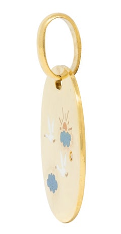 Alfieri & St. John 2000's Enamel Diamond 18 Karat Gold Flying Geese Pendant