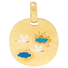 Alfieri
St. John 2000
s Enamel Diamond 18 Karat Gold Flying Geese Pendant