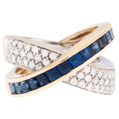 Retro Alfieri & St. John Diamonds and Blue Sapphires Gold Ring