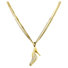 Alfieri & St. John Diamond High Heel Pendant Necklace, Triple Strand 18K Chain