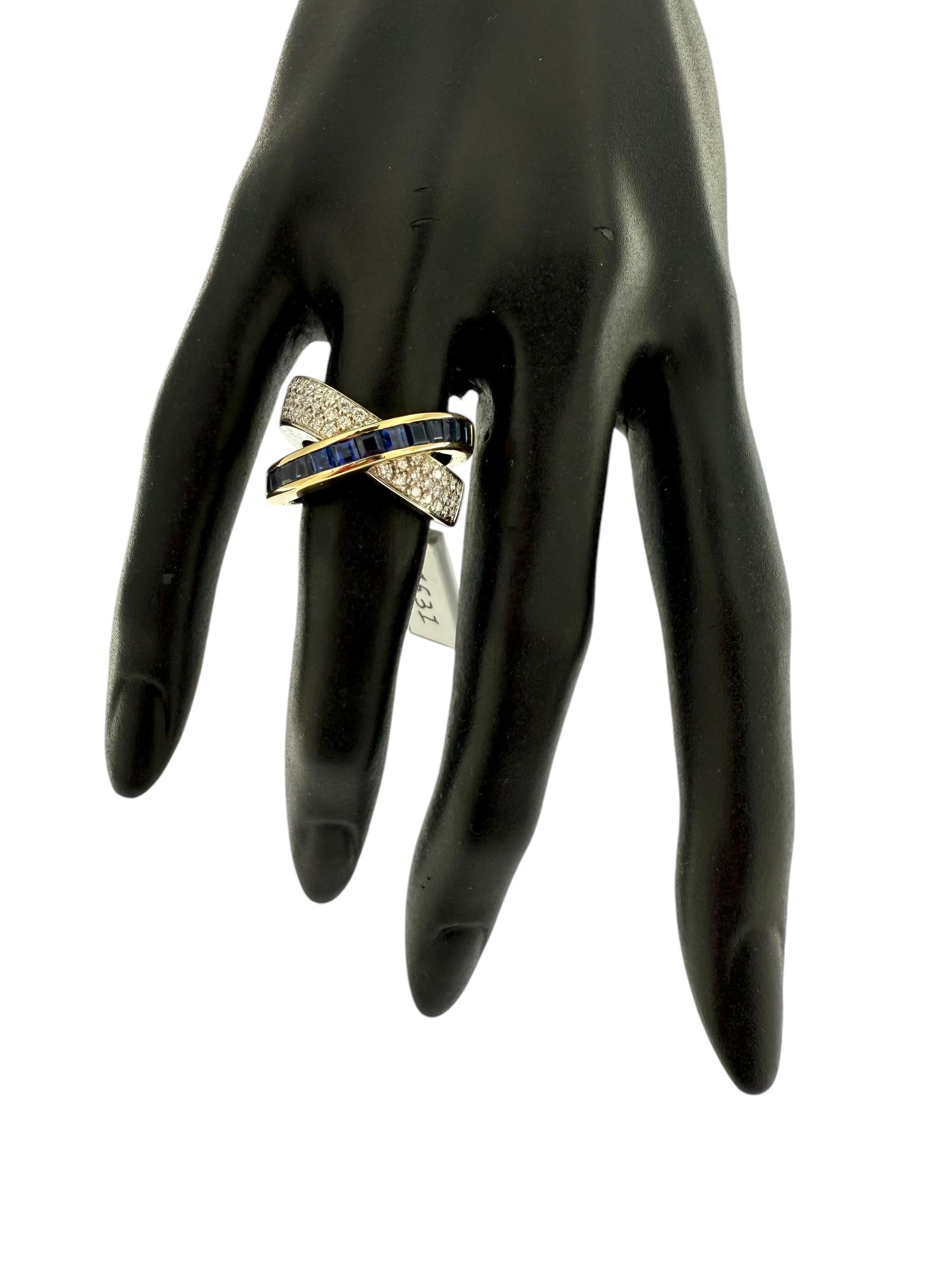Alfieri & St. John Diamonds and Blue Sapphires Gold Ring For Sale 2