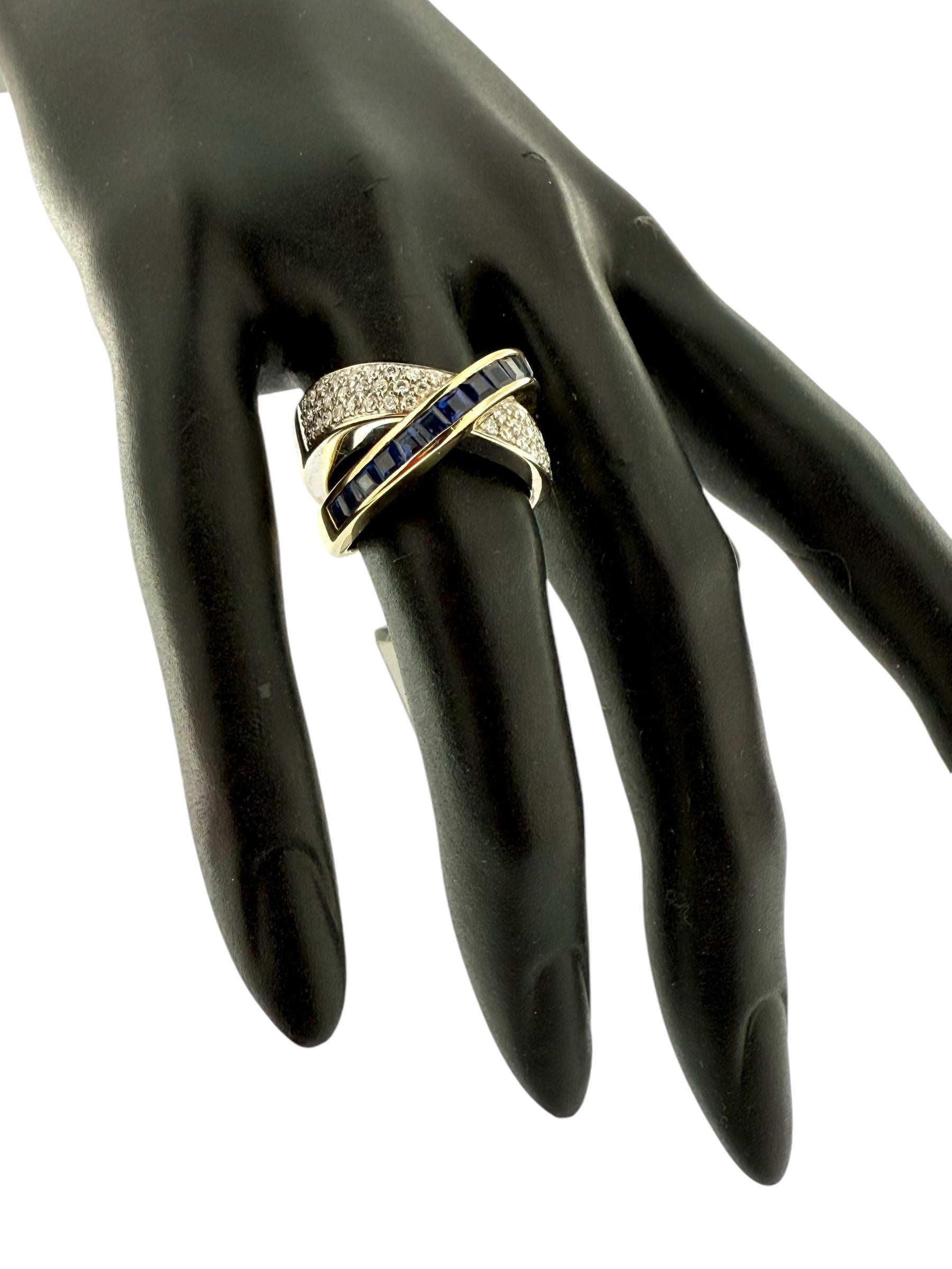 Alfieri & St. John Diamonds and Blue Sapphires Gold Ring For Sale 3