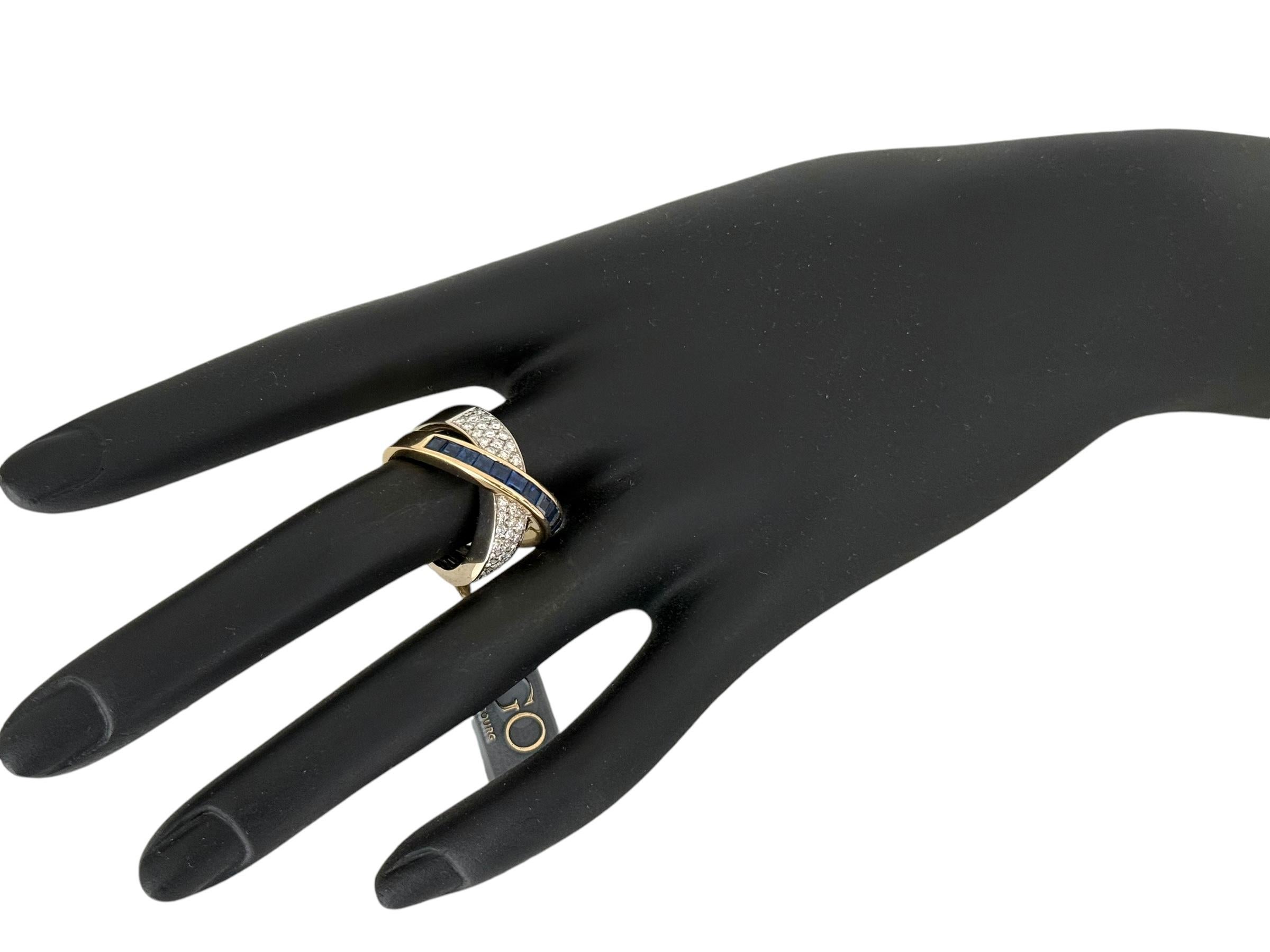 Alfieri & St. John Diamonds and Blue Sapphires Gold Ring For Sale 6