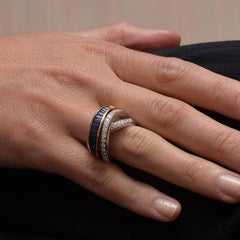 Alfieri & St John Invisibly Set Sapphire and Diamond Crossover Ring