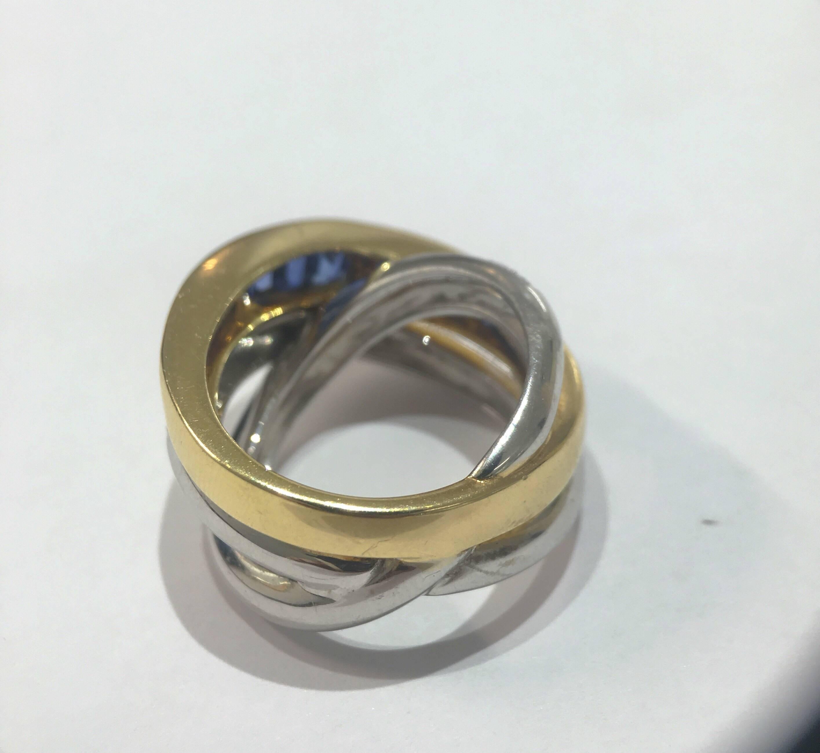 Alfieri & St John Unsichtbar gefasster Saphir und Diamant Crossover-Ring im Zustand „Neu“ im Angebot in New York, NY