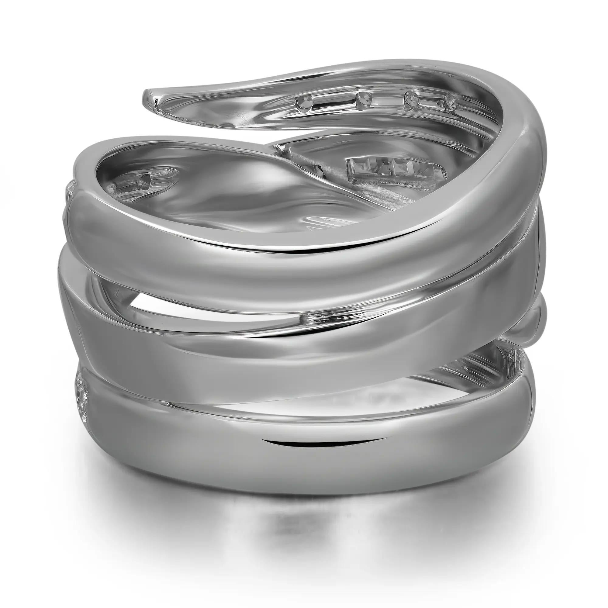 Modern Alfieri St. John Princess And Round Cut Diamond Band Ring 18K White Gold 1.25Ctw For Sale