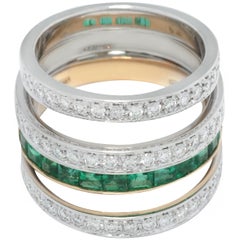 Alfieri & St. John White and Yellow Gold Diamond Layered Ring 1520 A51-8