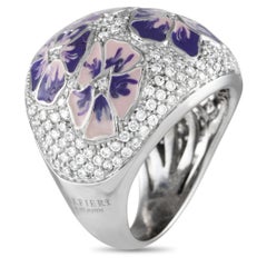 ALFIERI & ST.JOHN 18K White Gold 1.45ct Diamond & Enamel Flower Ring