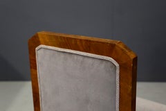 Alfio Fallica Pair of Art Deco Armchairs in Velvet and Walnut, 1920s