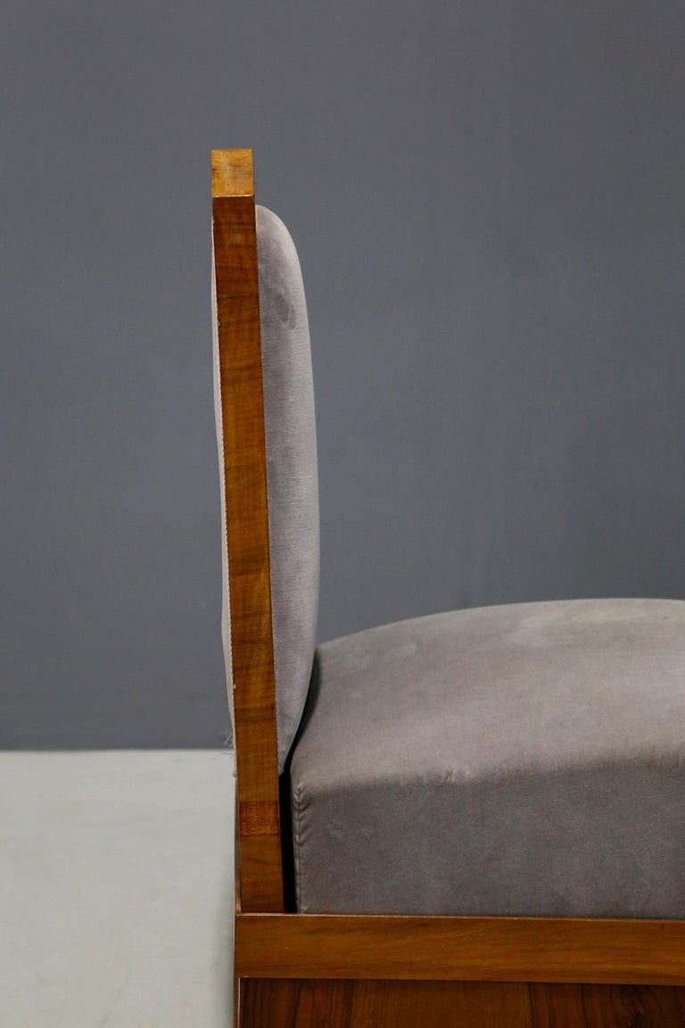 Alfio Fallica Pair of Art Deco Armchairs in Velvet and Walnut, 1920s at