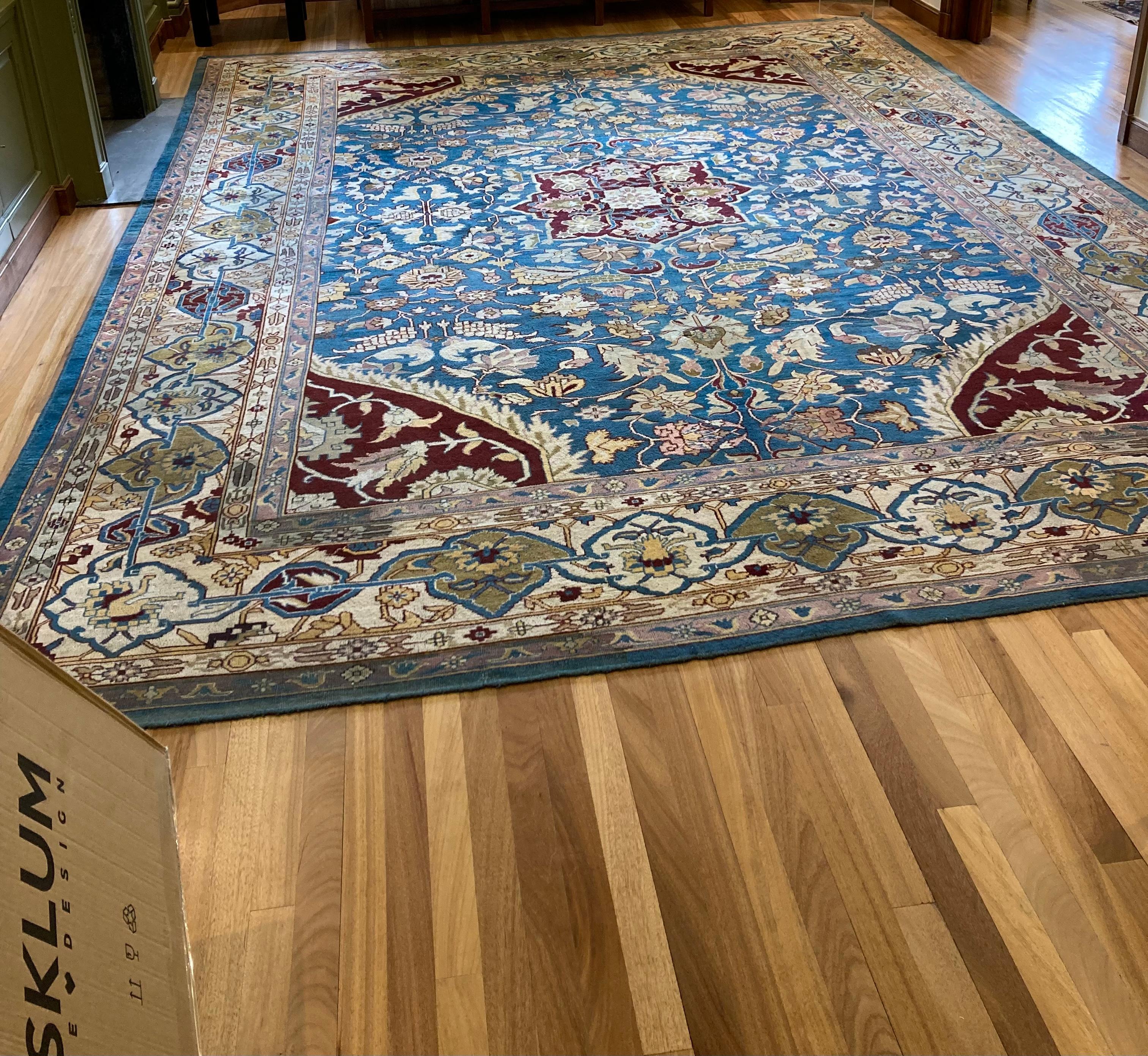 19th Century Alfombra Agra  For Sale