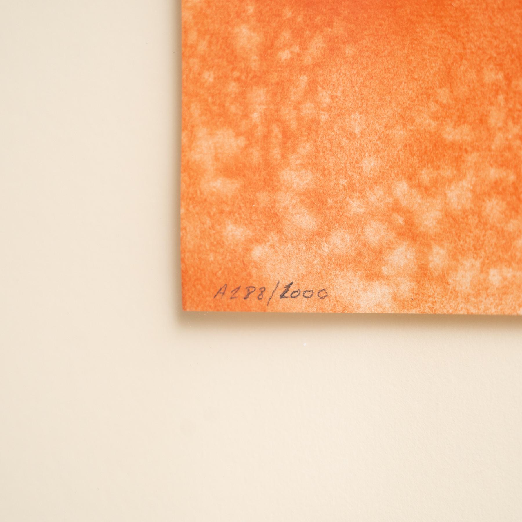 Alfons Borrell Gerahmte abstrakte Lithographie in Orange, um 1990 im Angebot 3