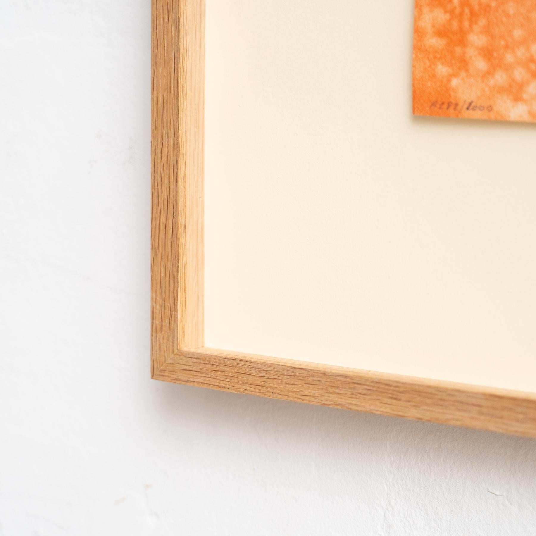 Alfons Borrell Gerahmte abstrakte Lithographie in Orange, um 1990 im Angebot 7