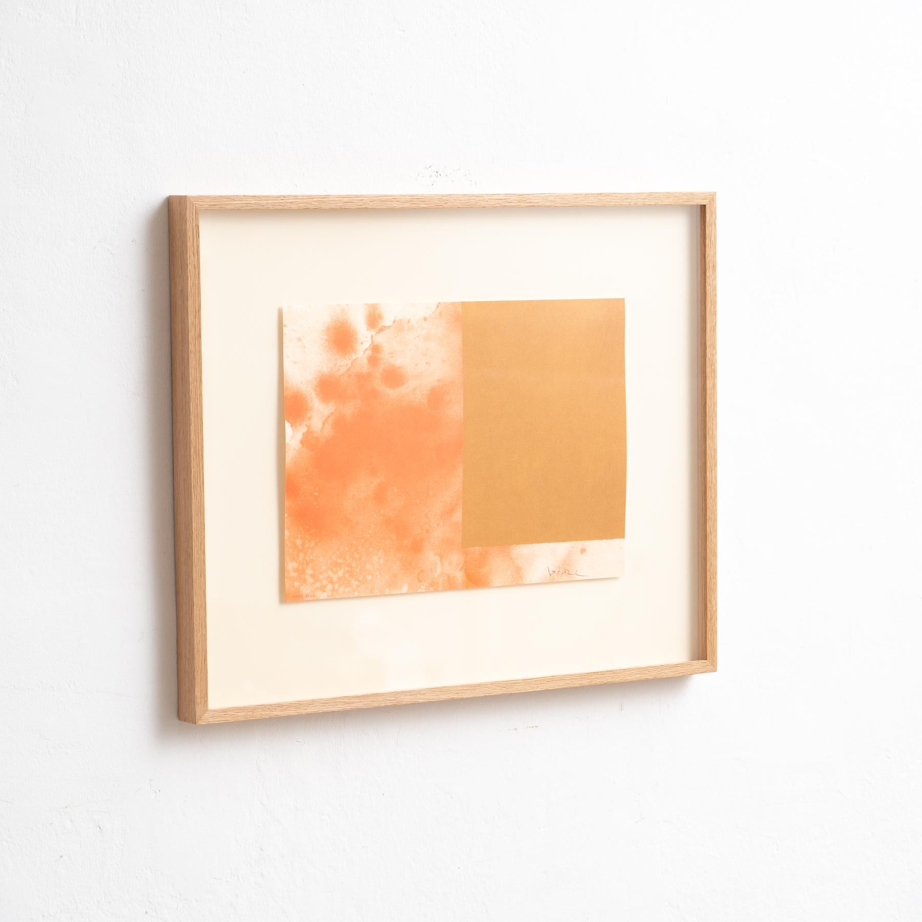 Alfons Borrell Gerahmte abstrakte Lithographie in Orange, um 1990 (Spanisch) im Angebot