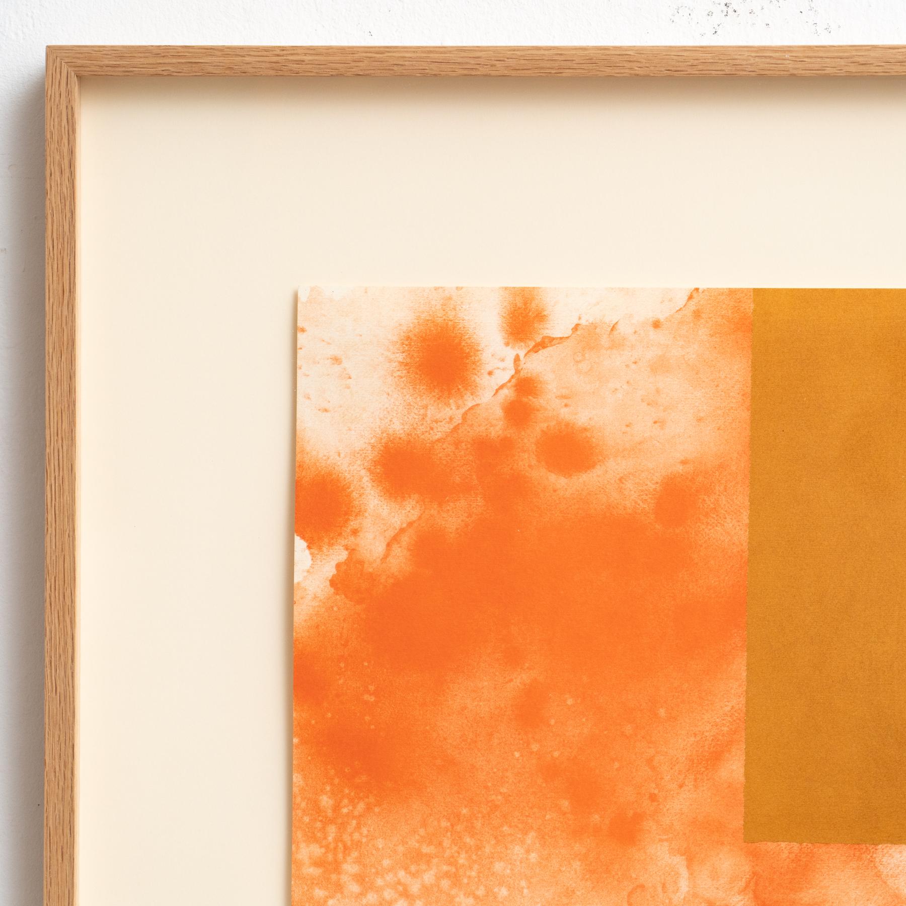 Alfons Borrell Gerahmte abstrakte Lithographie in Orange, um 1990 im Zustand „Gut“ im Angebot in Barcelona, Barcelona