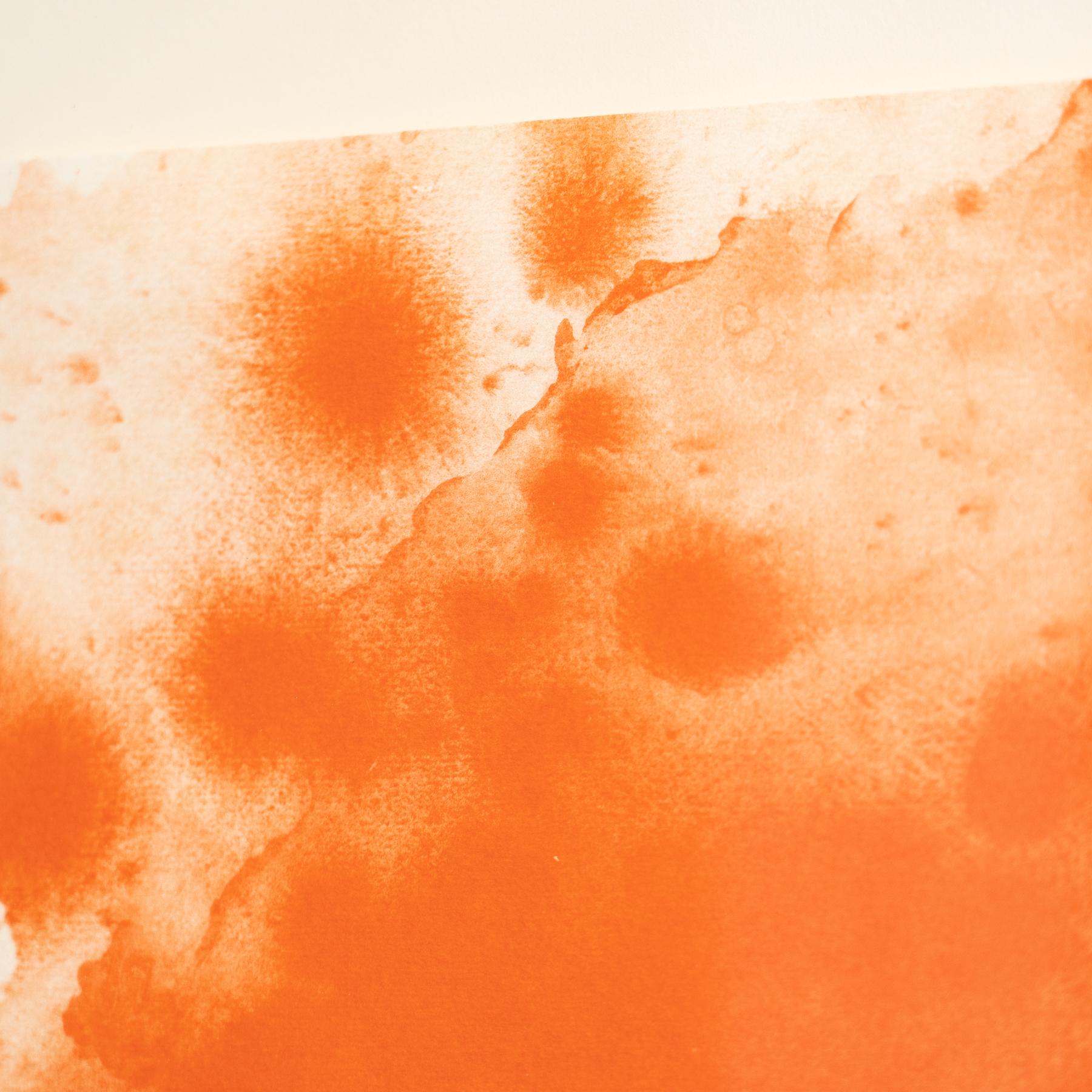 Alfons Borrell Gerahmte abstrakte Lithographie in Orange, um 1990 im Angebot 1