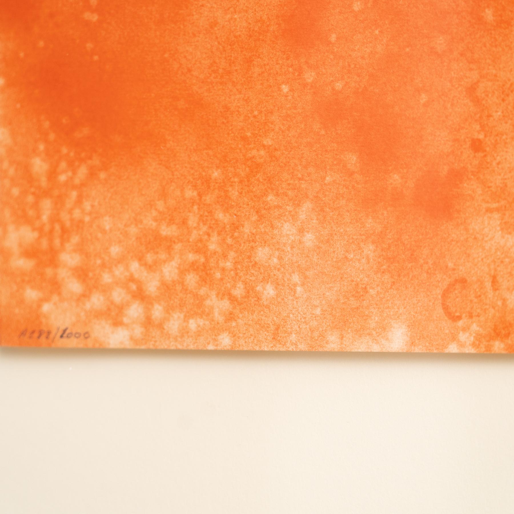 Alfons Borrell Gerahmte abstrakte Lithographie in Orange, um 1990 im Angebot 2