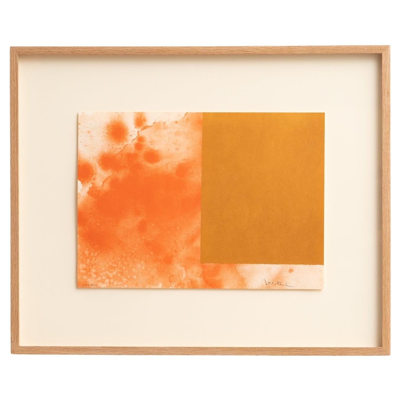 Alfons Borrell Framed Orange Abstract Lithography, circa 1990