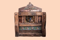 "Bird of Fayoum" Mixed Media Wood Sculpture 29.5" x 33.5" inch by Alfons Louis