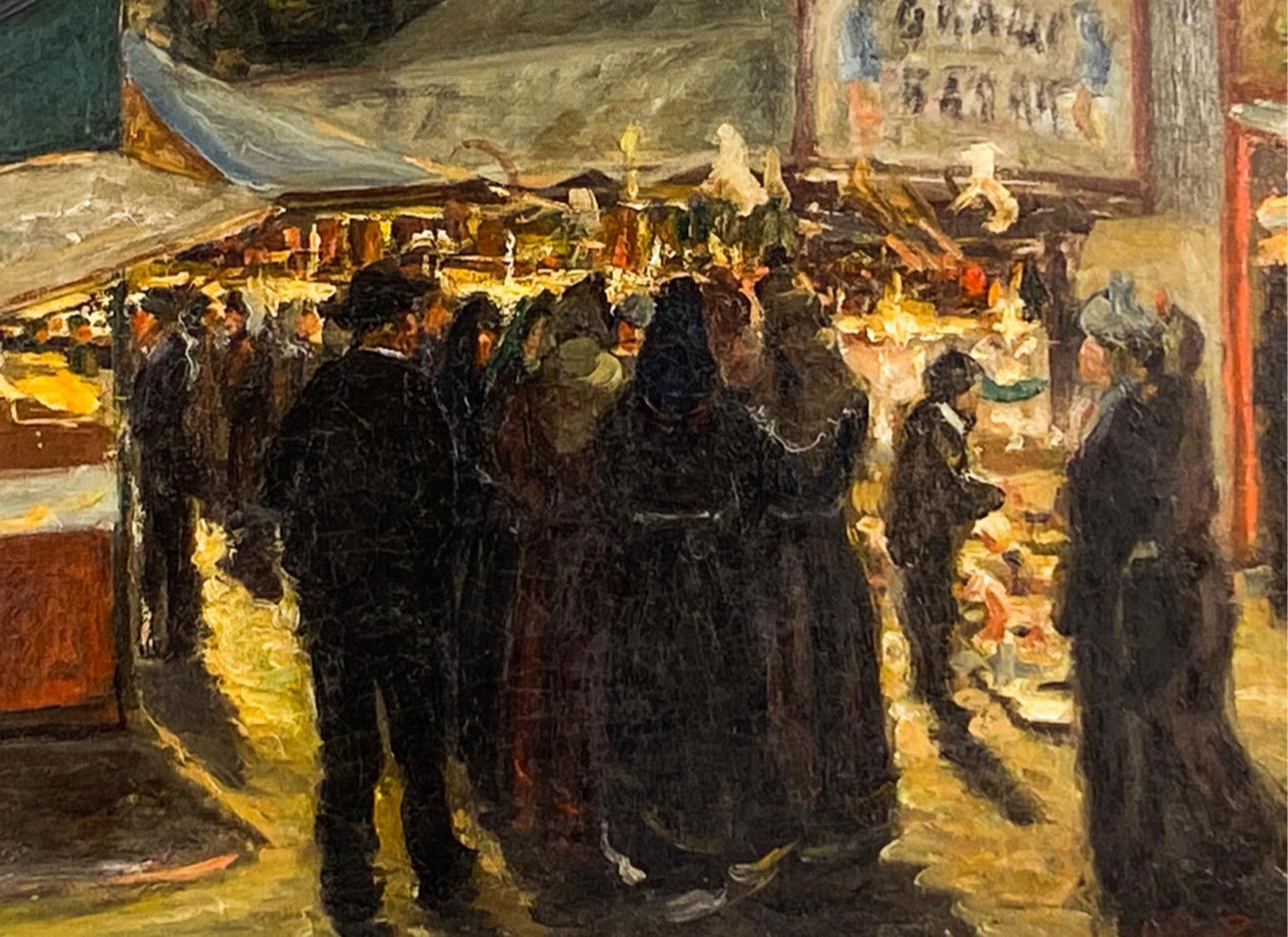 1906 Antique FRENCH Carnival Festival Nightime Circus Pintura impresionista en venta 8