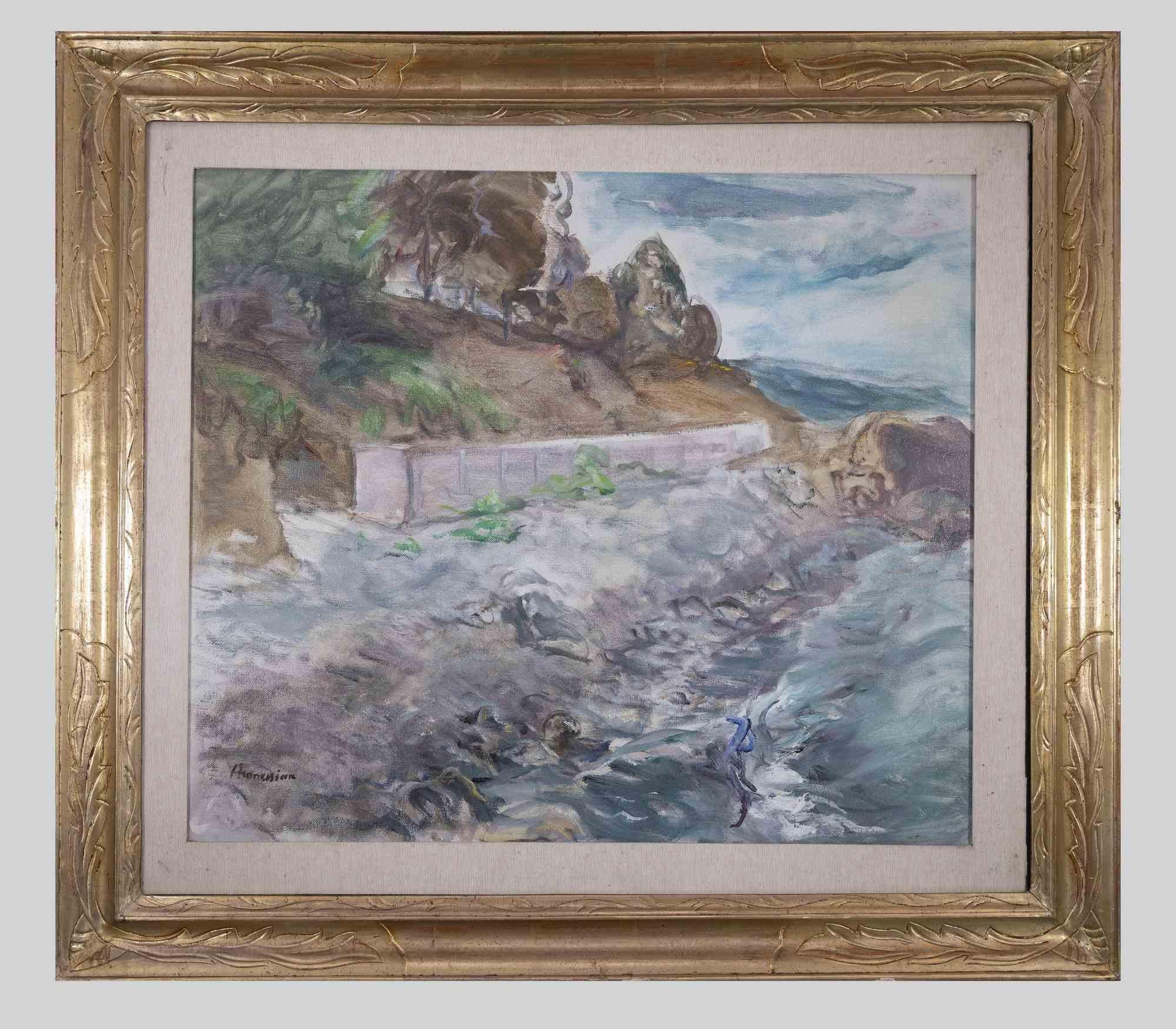 Seascape - Oil on Canvas by Alfonso Avanessian - 1990s