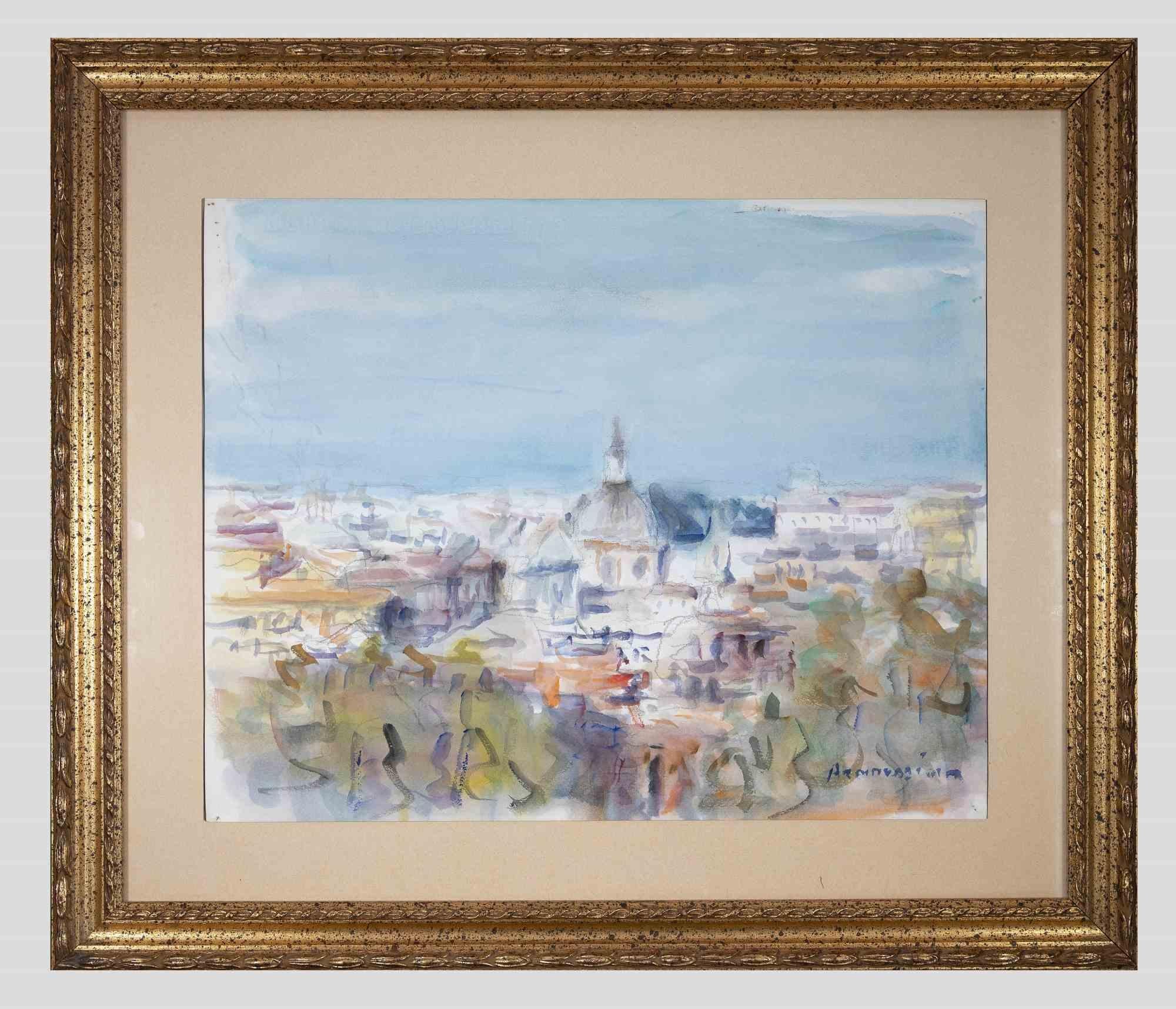 View of Rome -  Oil on Canvas by Alfonso Avanessian - 1990s
