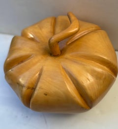 Alfonso Bini pumpkin abstract wood sculpture , signed in bottom "Bini" Firenze