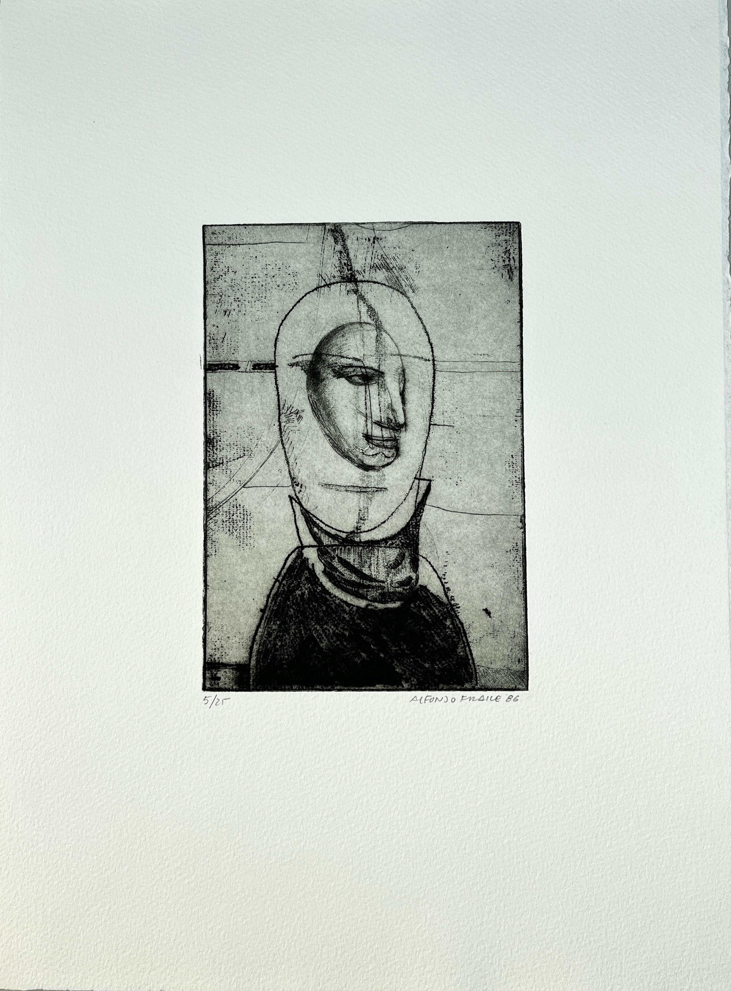 Spanish 1986 signed limited edition original art print etching 15x11 in. - Contemporary Print by Alfonso Fraile
